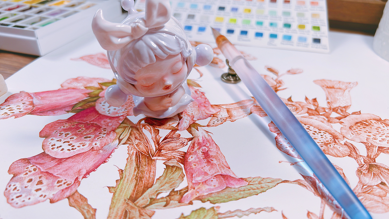 蘸水笔针管笔｜毛地黄（狐狸手套）（图ZMzg1ODk1MDY0） - 艺术插画 - 站酷设计师CatCastleDZ原创素材 - 站酷ZCOOL