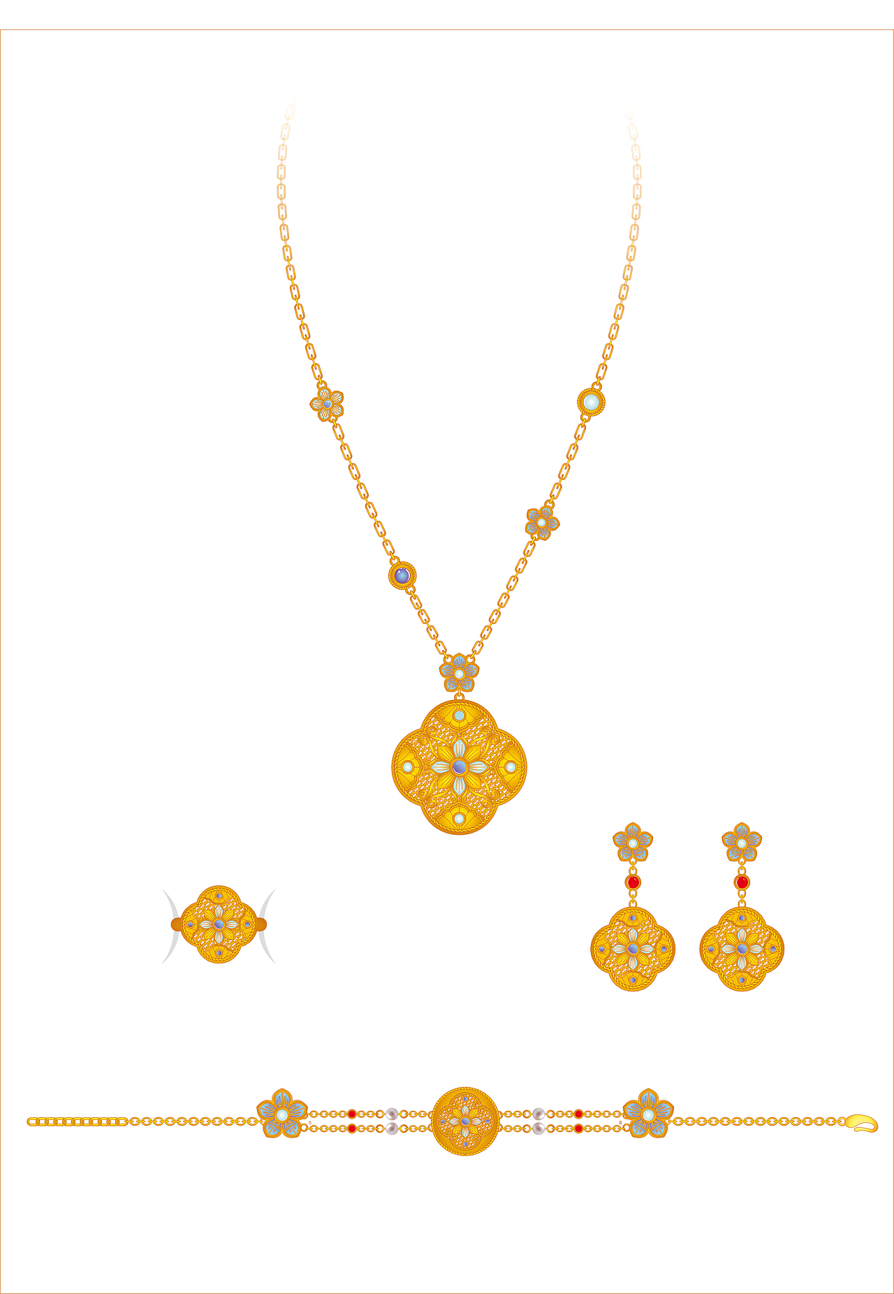 黄金套系首饰作品（图ZMzg1OTY2MDk2） - 配饰 - 站酷设计师花花的珠宝世界原创素材 - 站酷ZCOOL