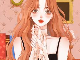 肌理感少女插畫