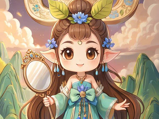 Q版石矶娘娘与数字奇幻女神节（海报）