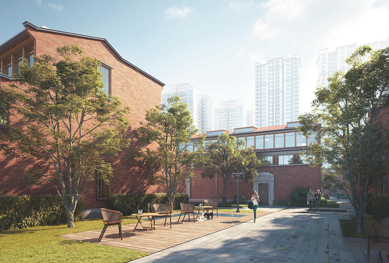 上海虹口区融创仁恒浙兴里红砖别墅商业街SU模型下载