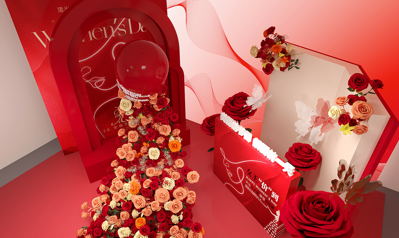 妇女节直播间设计（图ZMzg2MDQyMjg0） - 其他三维 - 站酷设计师信田光原创素材 - 站酷ZCOOL