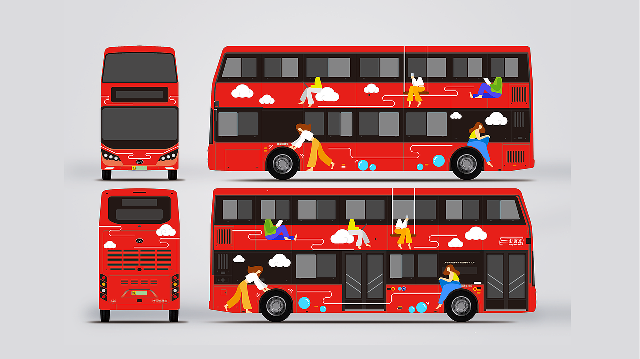 【济南公交集团】双层巴士公交车贴设计（图ZMzg2MDQyNzg0） - 商业插画 - 站酷设计师易安YA原创素材 - 站酷ZCOOL