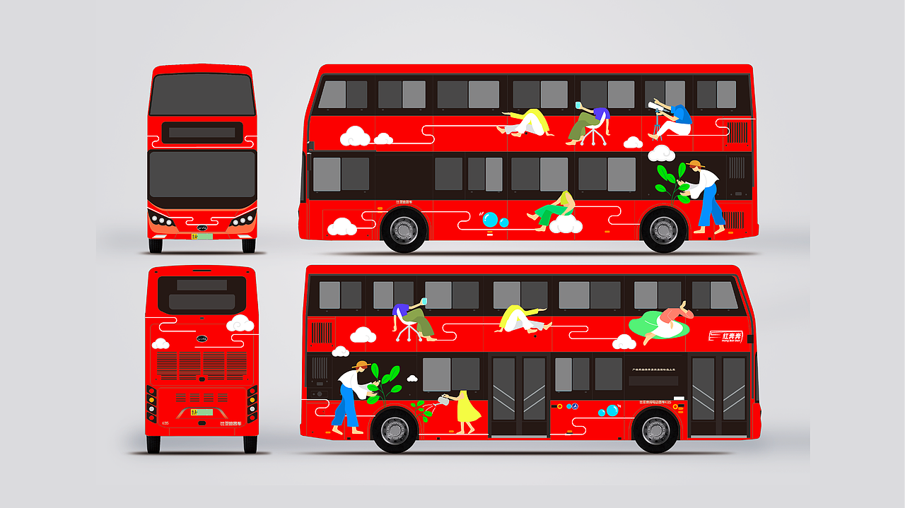 【济南公交集团】双层巴士公交车贴设计（图ZMzg2MDQyNzg4） - 商业插画 - 站酷设计师易安YA原创素材 - 站酷ZCOOL