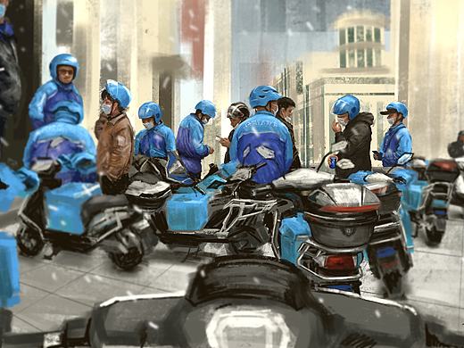 寒风中的小哥（个人主页-ZNzE0NDcyOTY=） - 商业插画 - 站酷设计师海峰1980原创素材 - 站酷ZCOOL