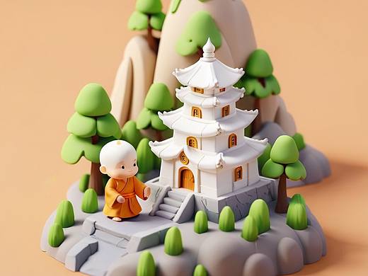 兰州白塔山小和尚