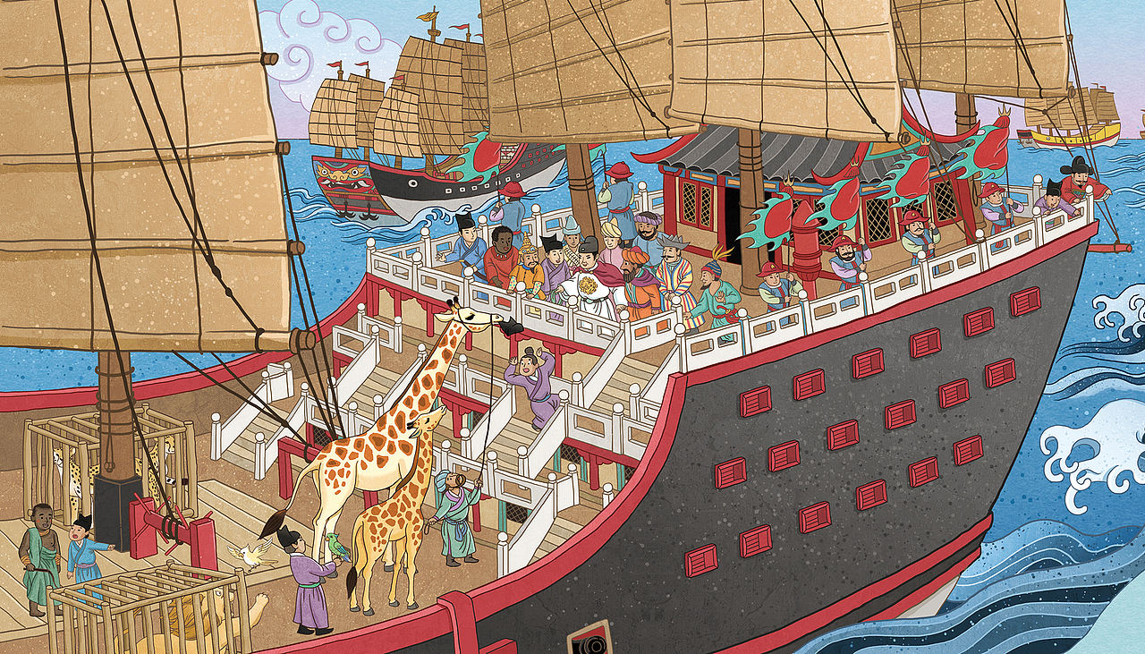 郑和下西洋童书插画（图ZMzg2MTg3MDY4） - 绘本 - 站酷设计师云飞兮原创素材 - 站酷ZCOOL