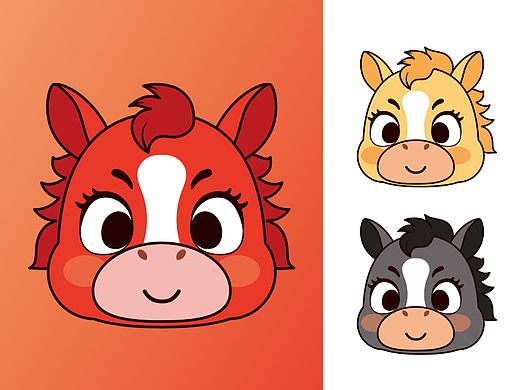 小马驹萌萌 生肖IP卡通形象插画设计马年插画