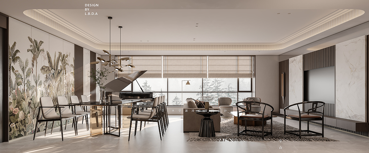 新世界丨复古来袭丨256㎡大平层客餐厅设计（图ZMzg2MjE2OTU2） - 家装设计 - 站酷设计师LBDA冷山丨严栋原创素材 - 站酷ZCOOL