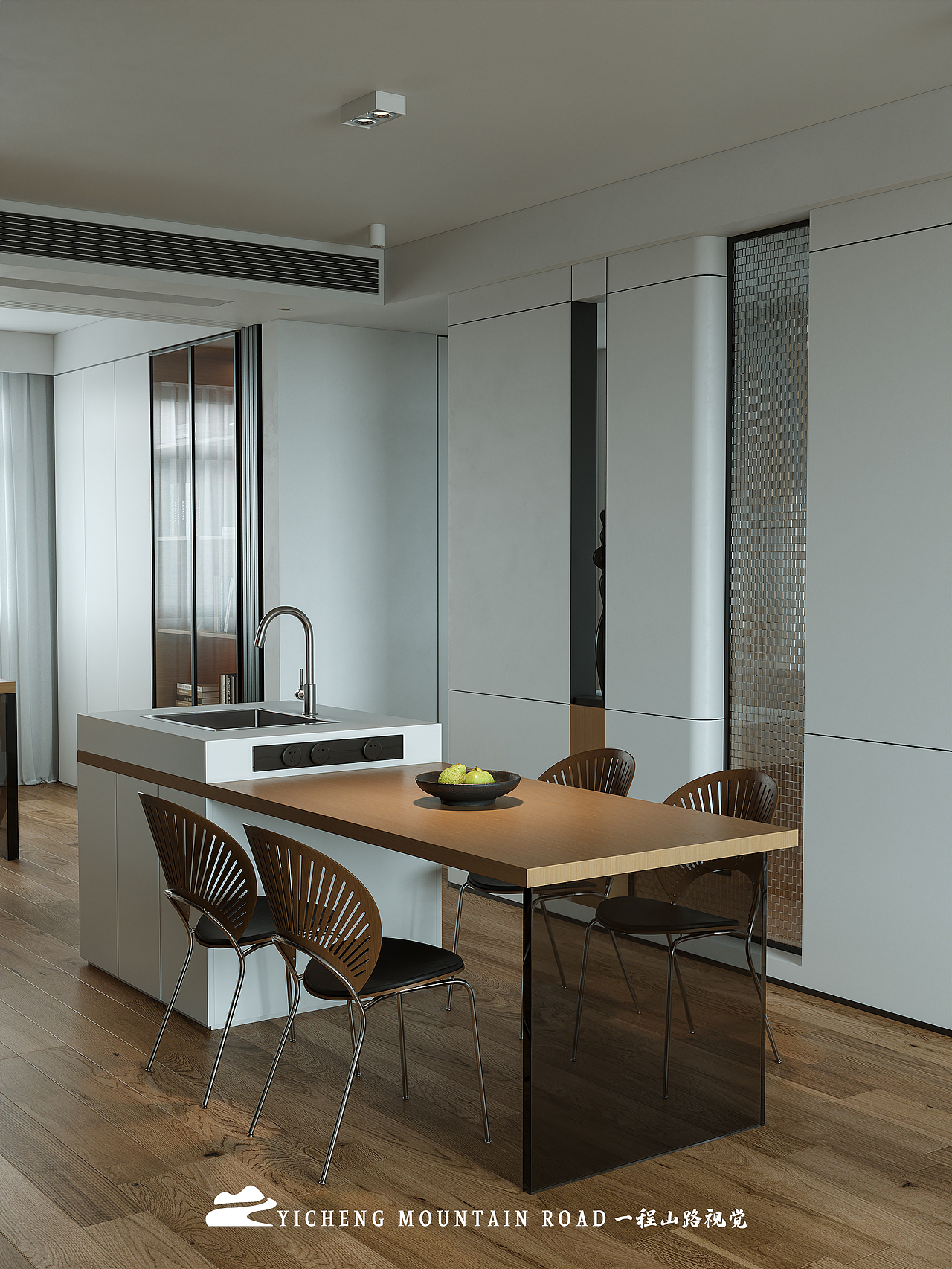 近期渲染|原木风客餐厅