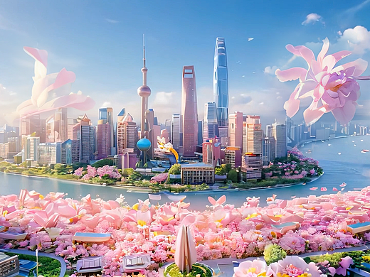 AI视频生成花开上海