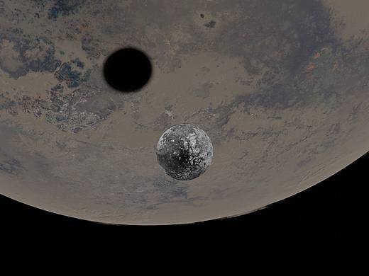 提供置换和体积制作的一个星球和它的卫星