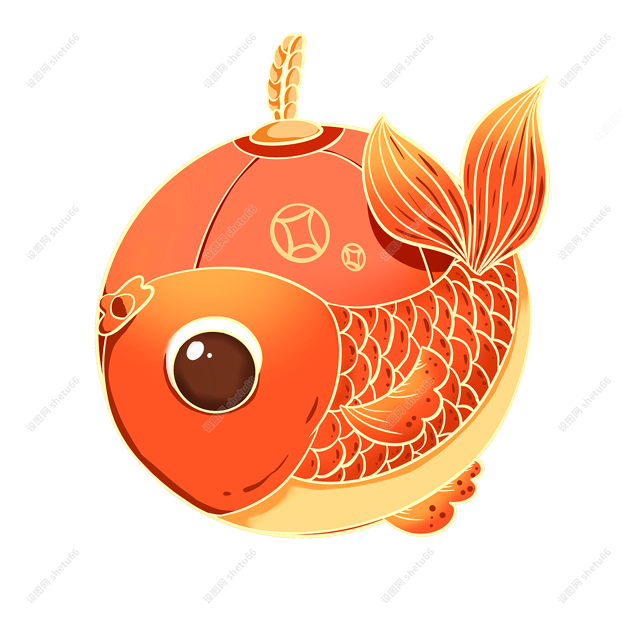 锦鲤插画 | 国潮锦鲤免抠素材-设图网