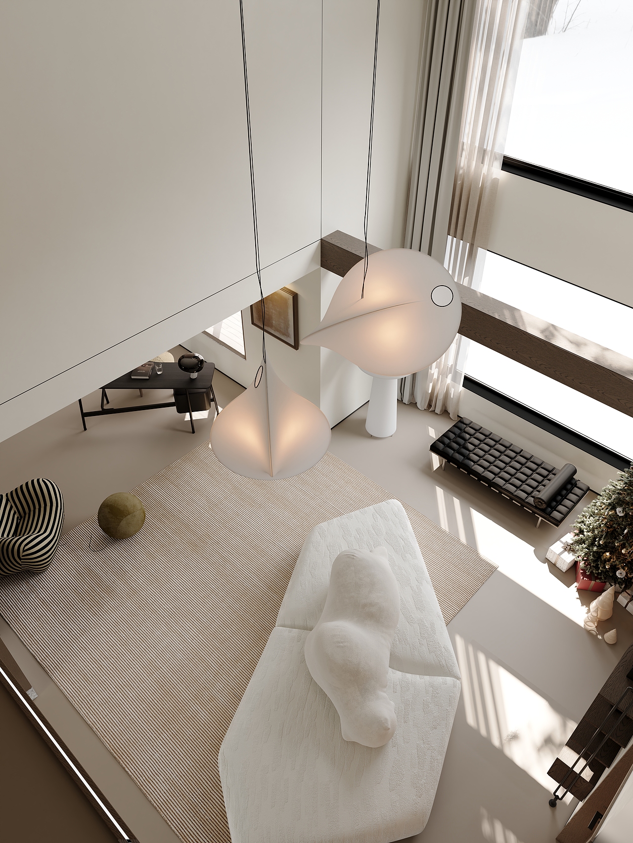 近期渲染 现代挑空