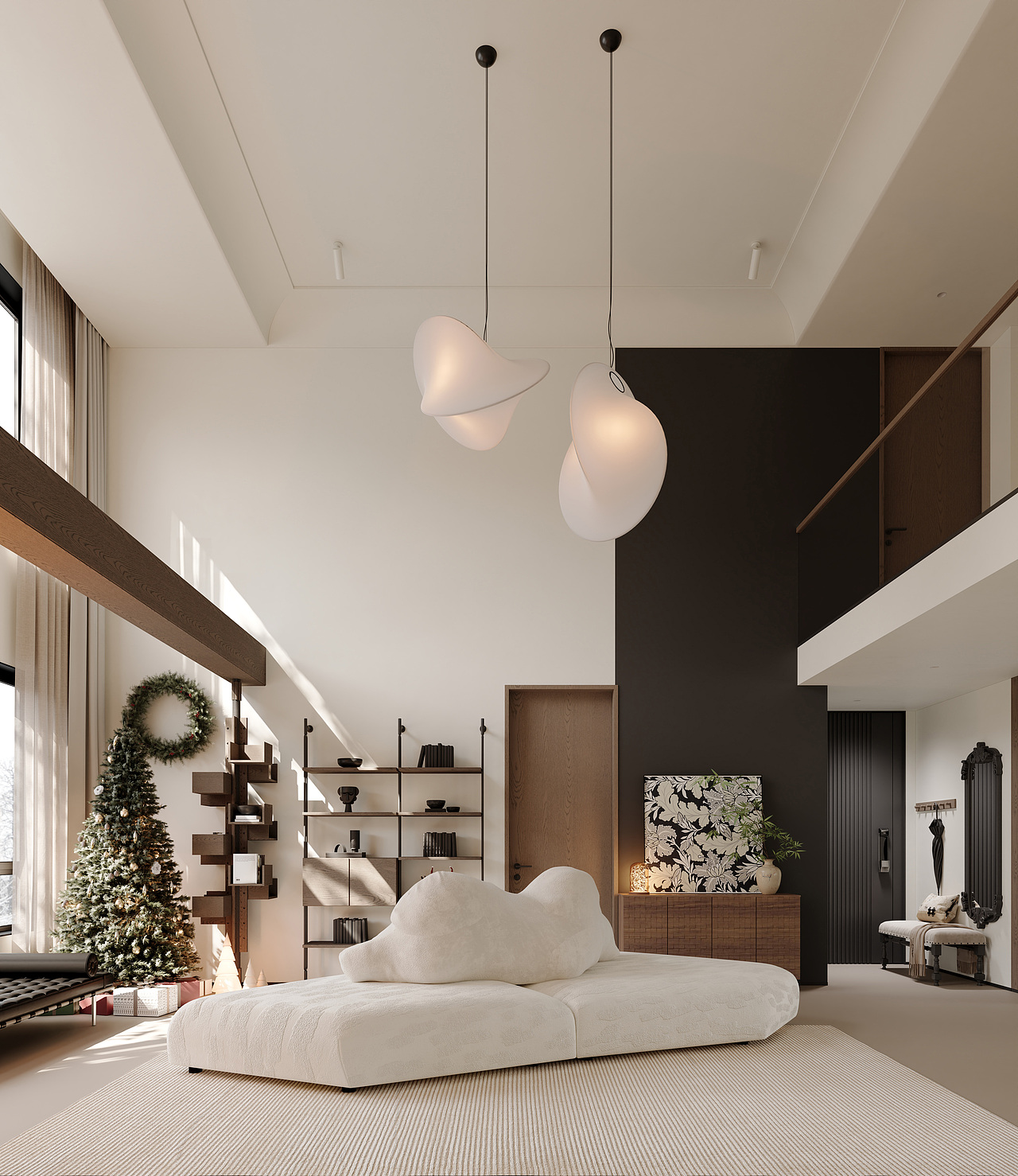 近期渲染 现代挑空