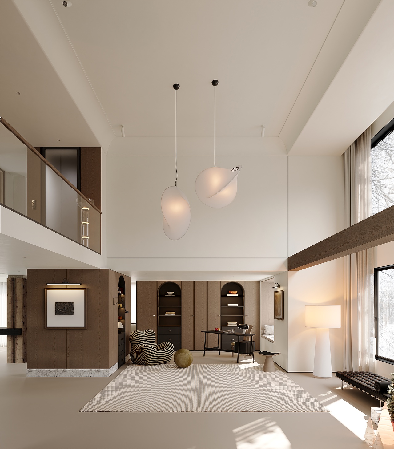 近期渲染 现代挑空