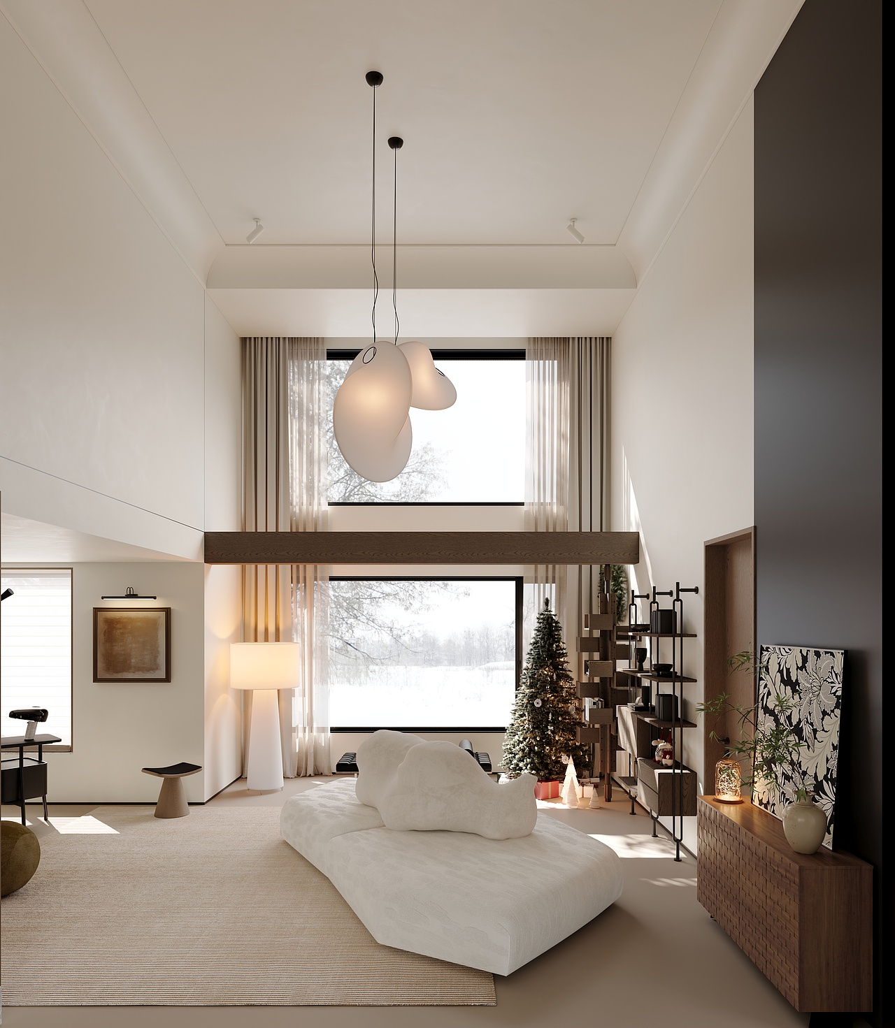 近期渲染 现代挑空