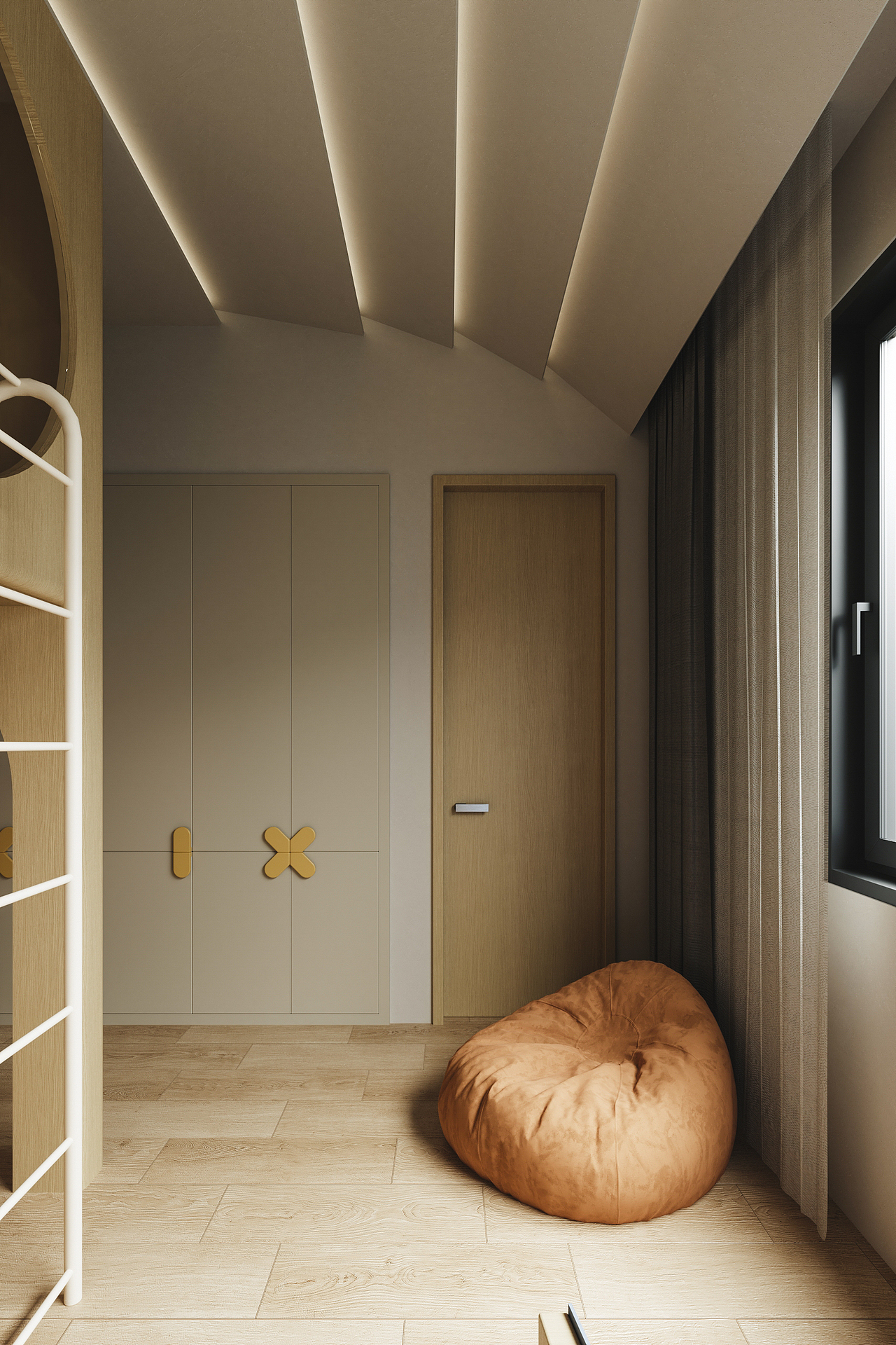 转身邂逅慵懒橙红云朵,与窗外绿意私语
四重弧形穹顶洒下叠影柔光,每个弧度都藏着童话般的巧思