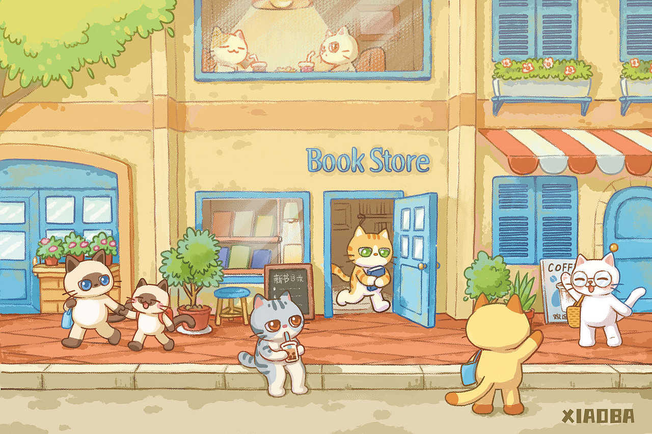 猫咪系列小场景（图ZMzg2NDI2MDky） - 儿童插画 - 站酷设计师想要好运气的CO酱原创素材 - 站酷ZCOOL