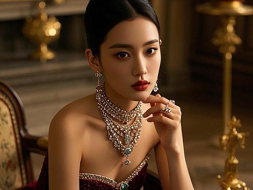 油画的质感，复古，神秘的东方女郎