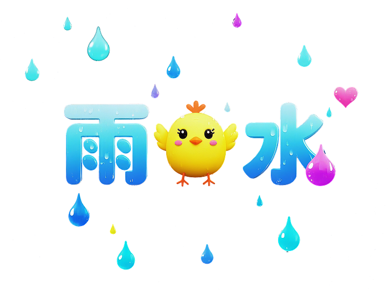 雨水艺术文字绘画免扣素材