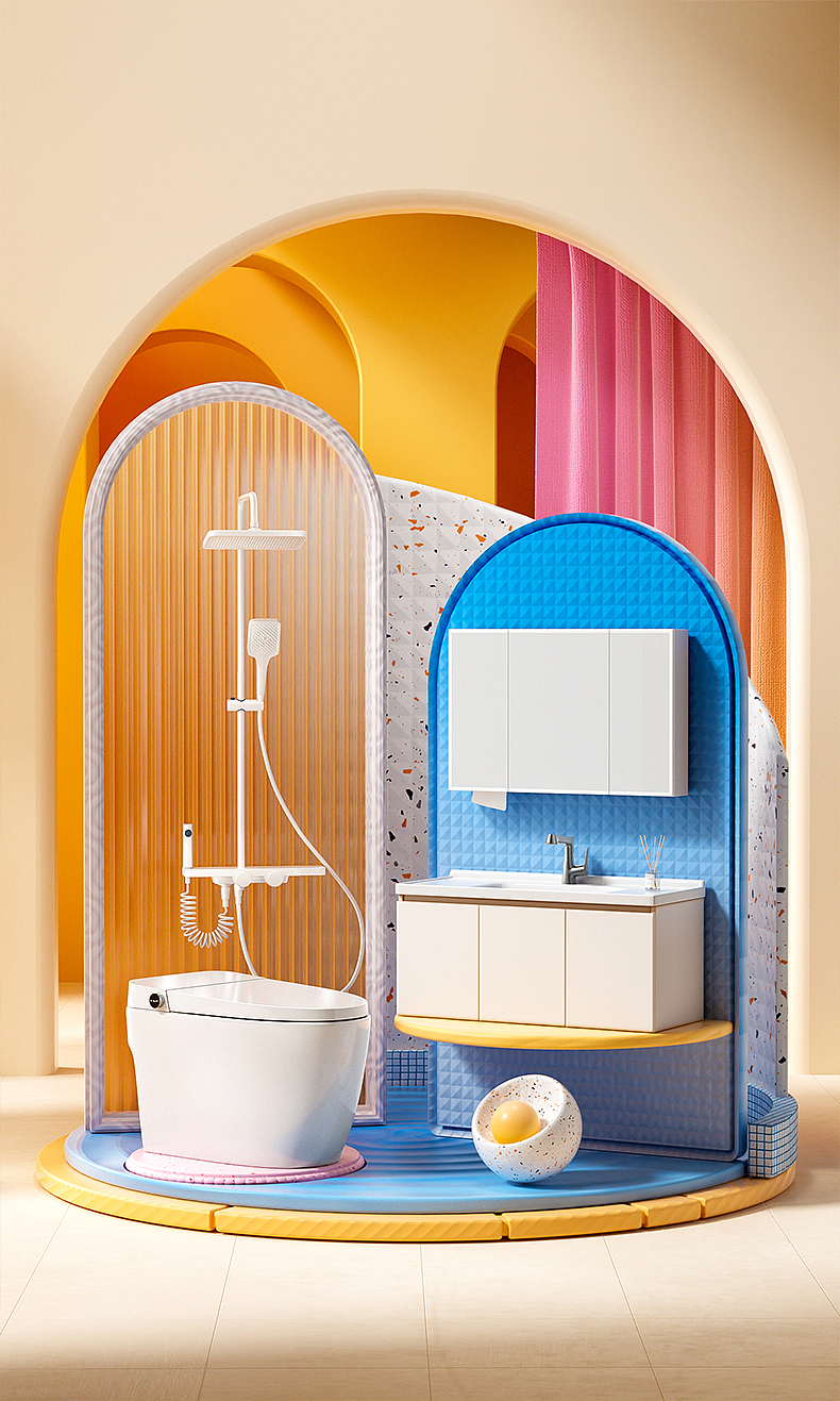 🎨一组卫浴设计渲染