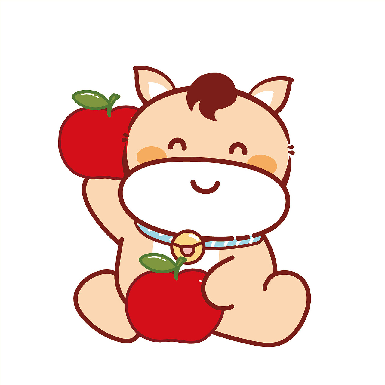 小萌马IP生肖卡通插画设计表情包图片