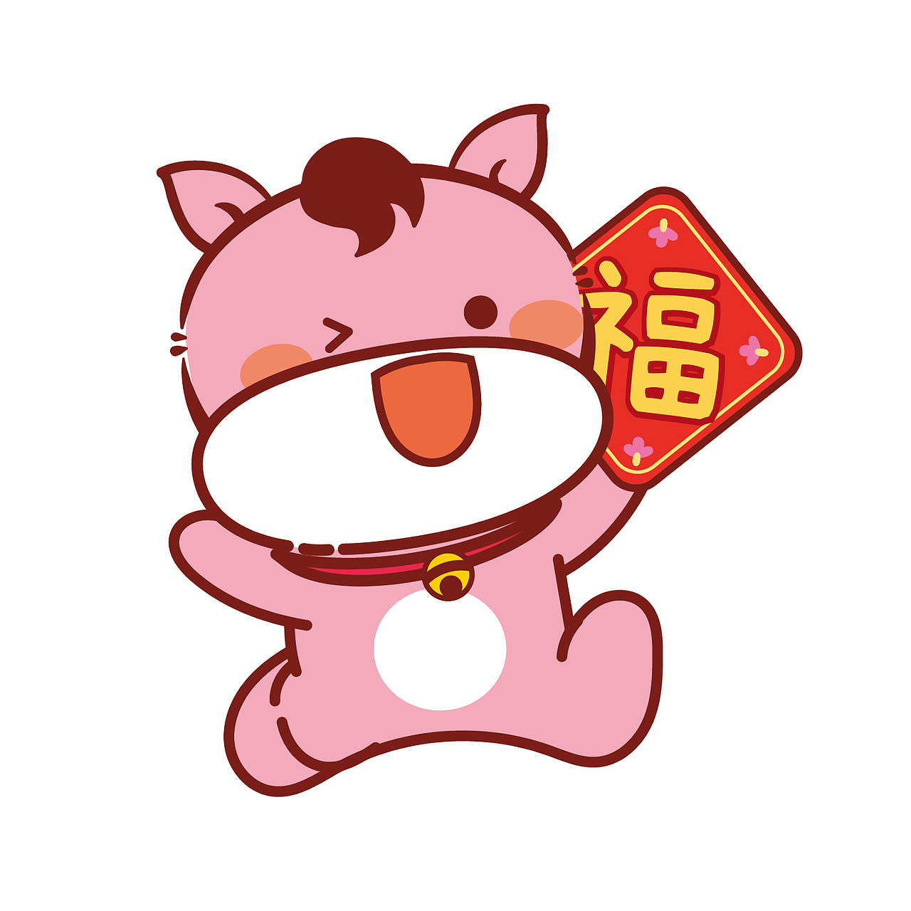 小萌马IP生肖卡通插画设计表情包图片