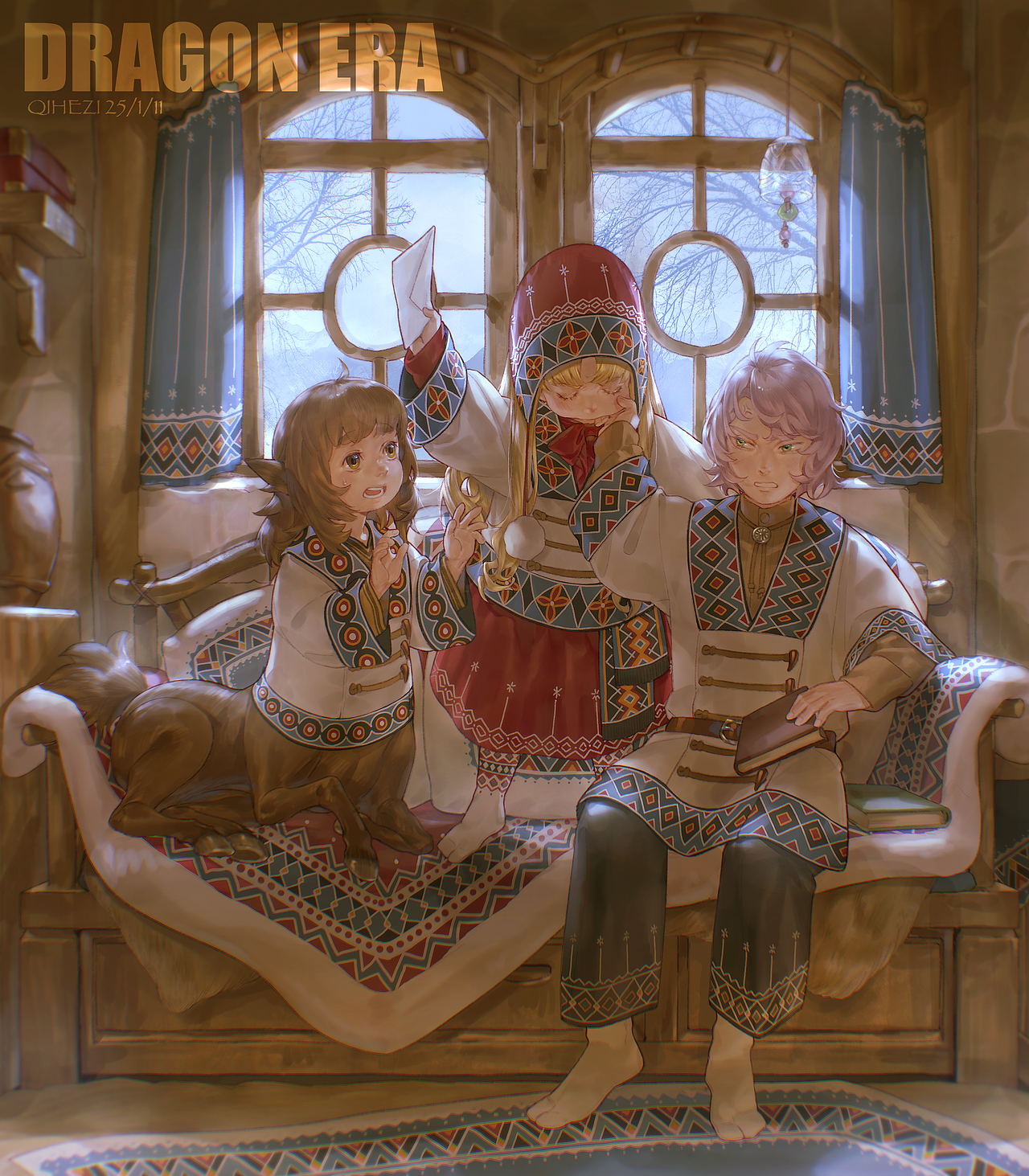 【oc/龙域】童年（一）•三兄妹（图ZMzg2NTYxNzgw） - 创作习作 - 站酷设计师七禾梓原创素材 - 站酷ZCOOL