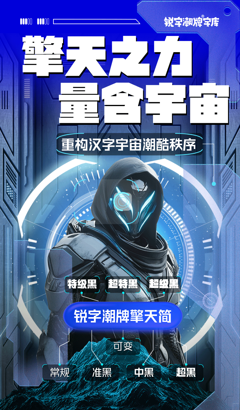 锐字潮牌擎天简!重塑黑体力量美学,设计秒变潮酷大片