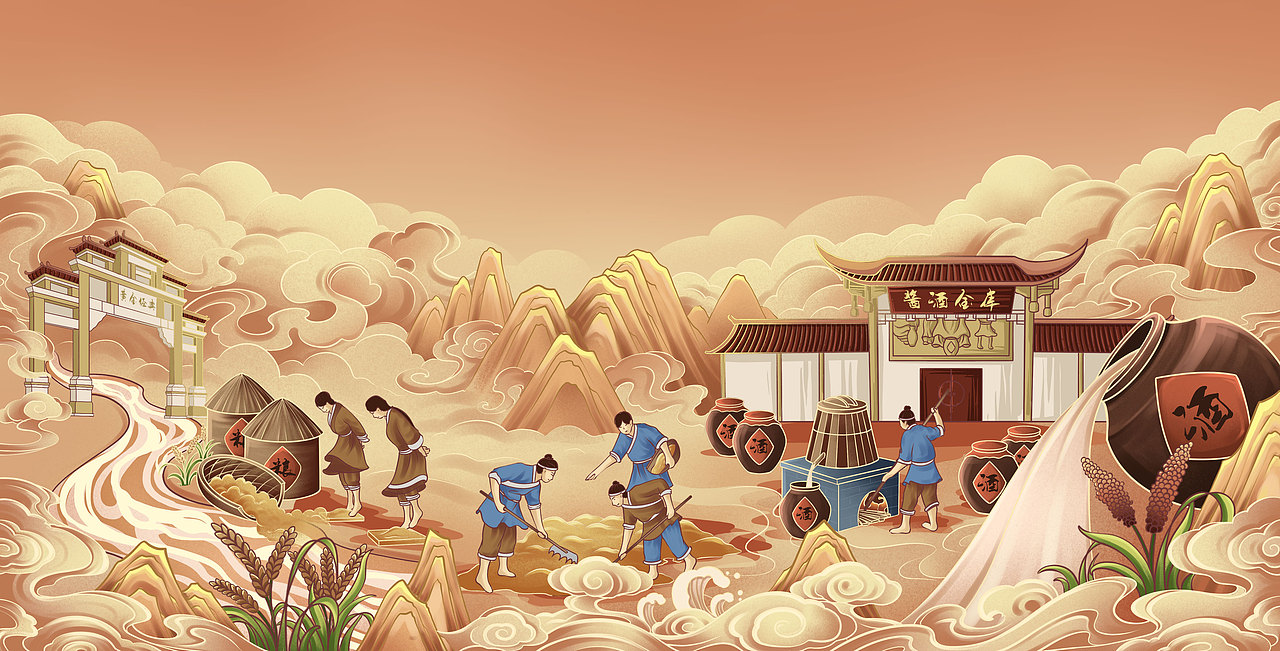 酿酒插画2（图ZMzg2Njk4MjQ0） - 商业插画 - 站酷设计师徐胖胖胖胖胖原创素材 - 站酷ZCOOL