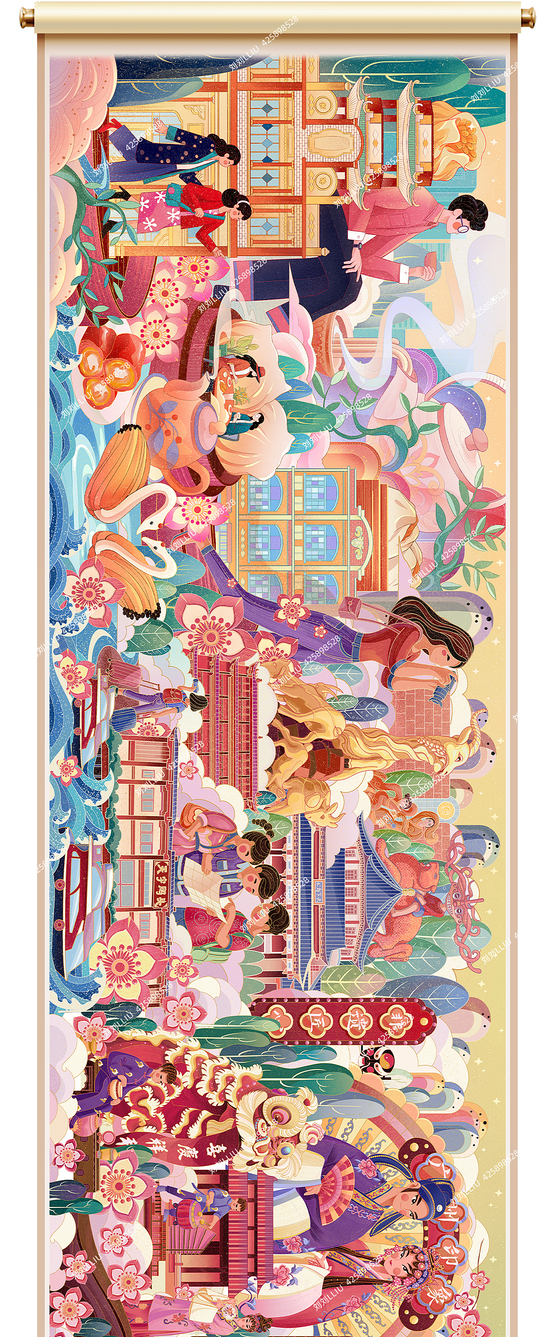 广州之旅长卷｜国潮商业插画（图ZMzg2Njk5MzQ4） - 商业插画 - 站酷设计师刘刘LLIU原创素材 - 站酷ZCOOL