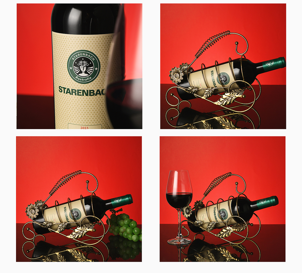 星巴赫干红葡萄酒实拍场景精修