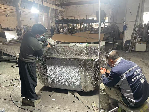 镜面玫瑰金不锈钢接待台 不锈钢水波纹吧台