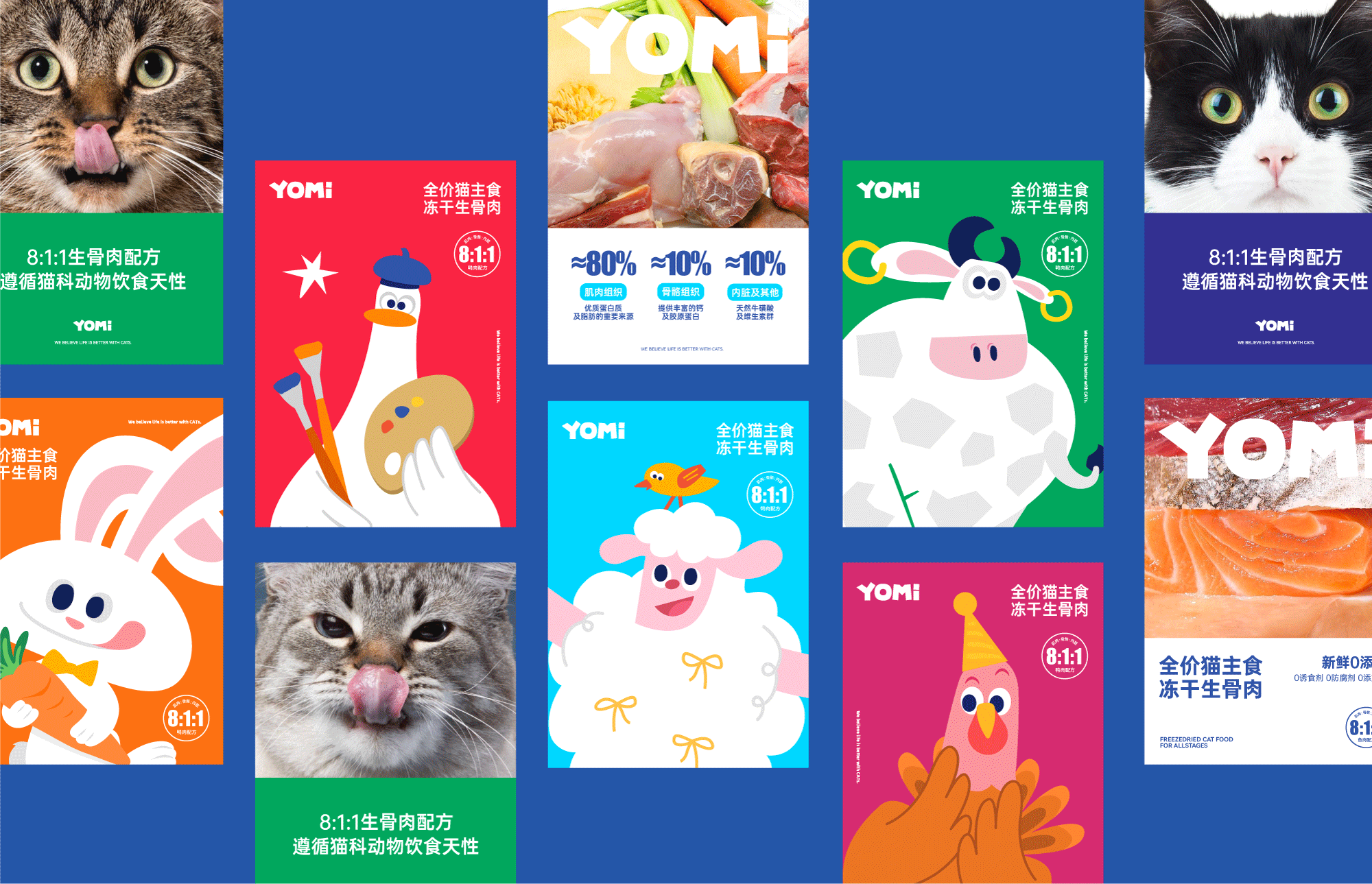 YOMI冻干生骨肉系列猫主食｜IP 包装 视觉 品牌设计（图ZMzg2NzExOTg4） - 包装 - 站酷设计师请多关照品牌设计原创素材 - 站酷ZCOOL