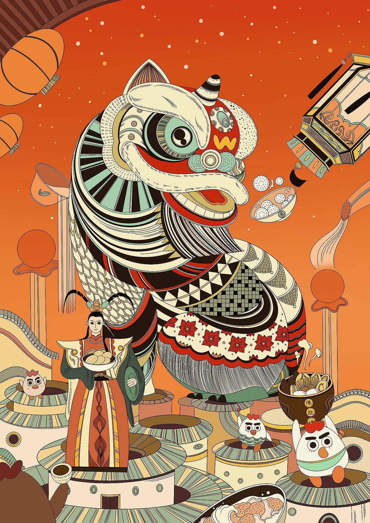 福狮佑闽-食味流芳（图ZMzg2NzM1NTE2） - 商业插画 - 站酷设计师睦纳住了原创素材 - 站酷ZCOOL