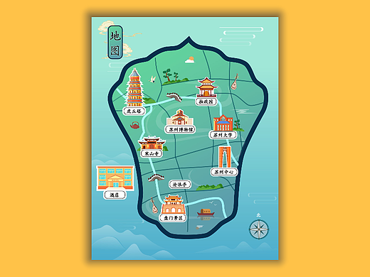 文创海报-手绘卡通地图