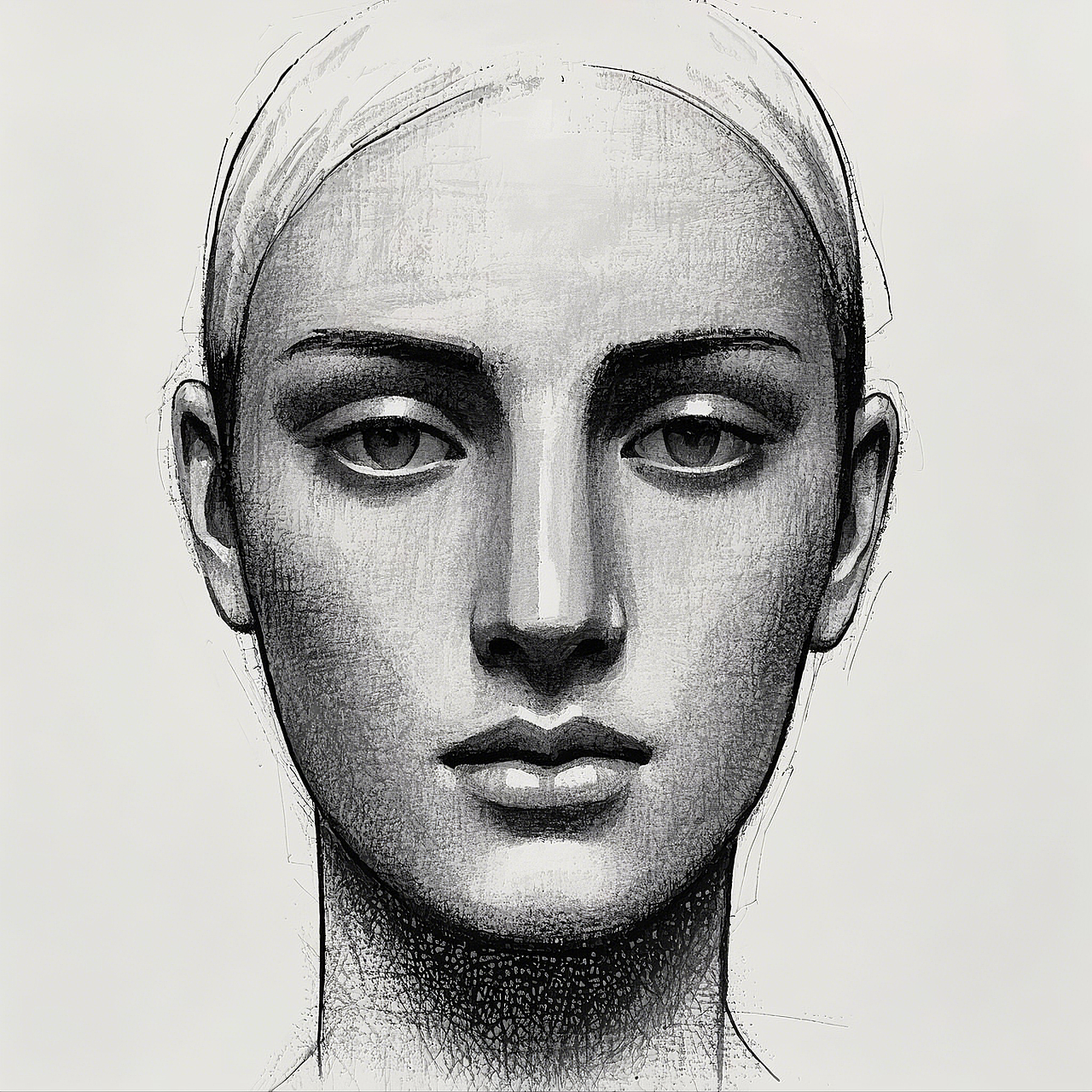 黑白4-创意素描人物张力