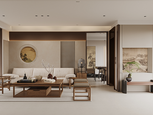 新中风格客餐厅效果图表现