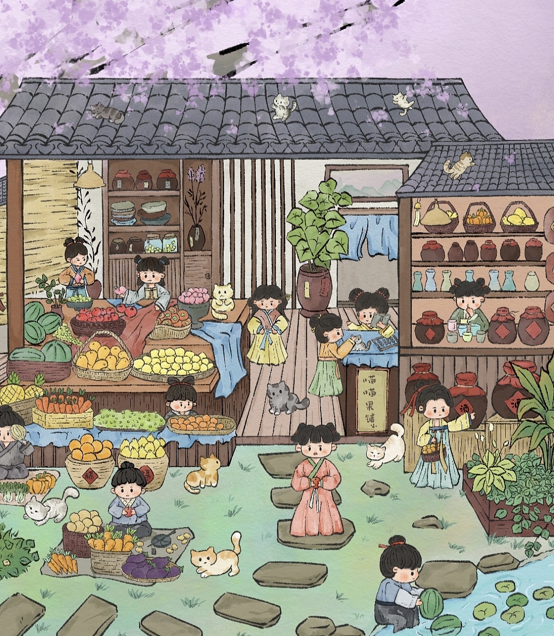 原创插画|敲锣打鼓,喵喵小铺正式开始营业啦~