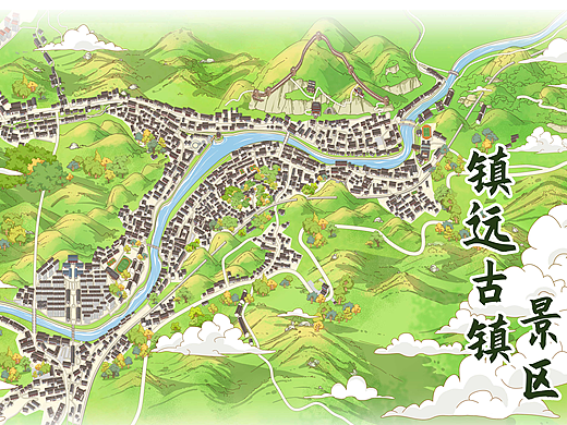 镇远古城景区手绘地图