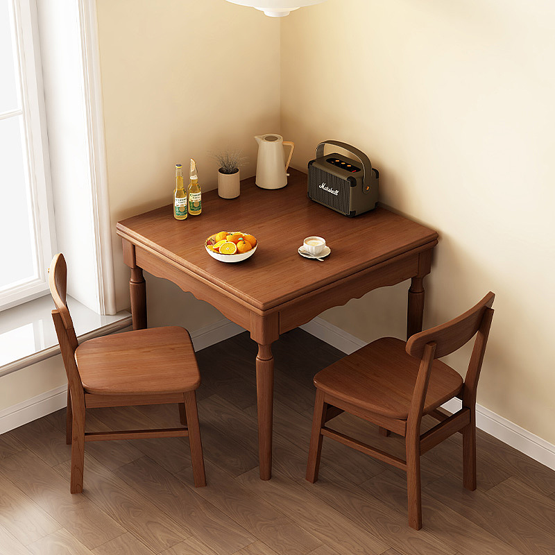 中古风小户型实木餐桌 折叠功能餐桌 复古法式客厅餐桌（图ZMzg2OTI0Nzk2） - 生活用品 - 站酷设计师研造家居原创素材 - 站酷ZCOOL