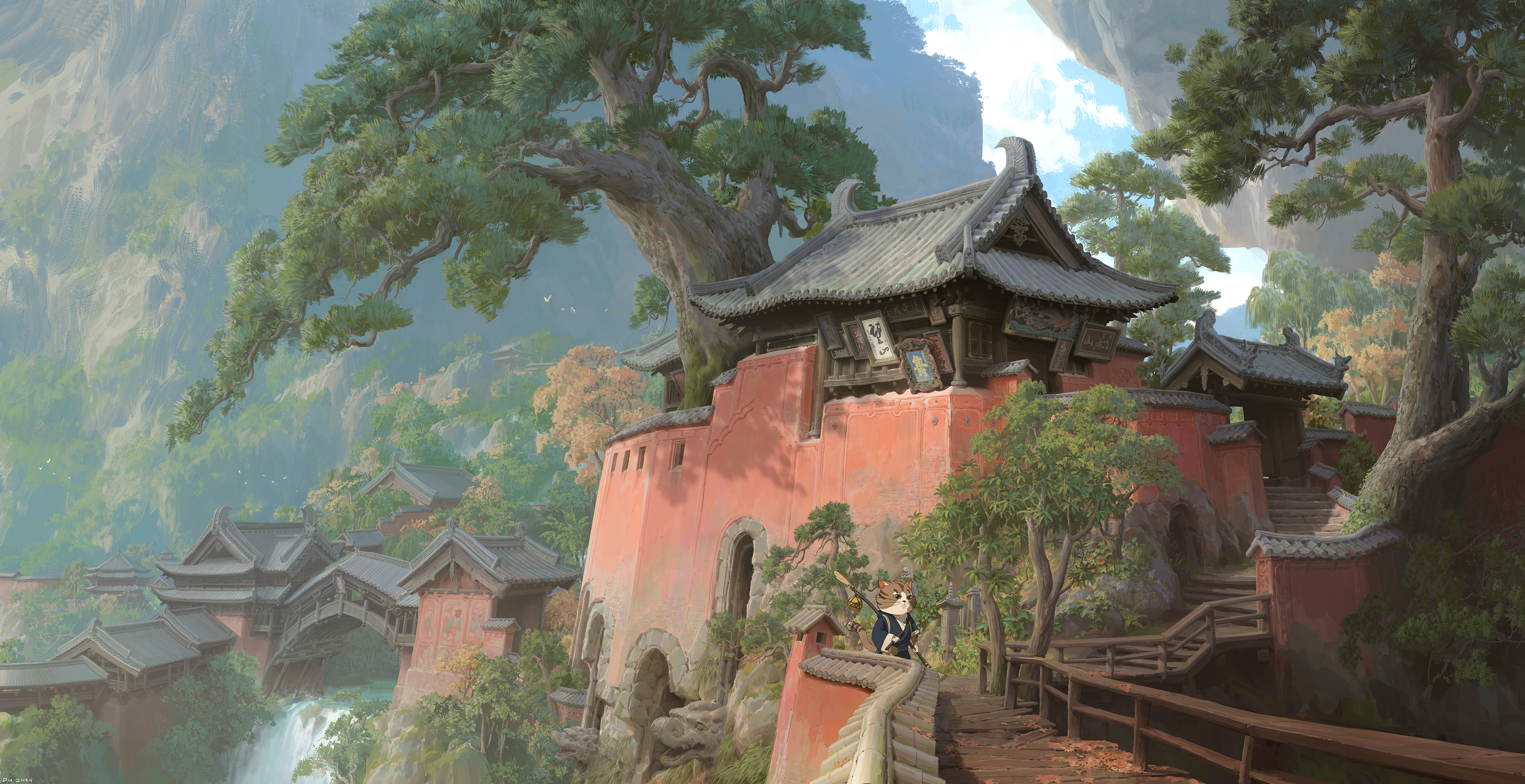 洛克猴杜震中国风插画《狸花下山》创作思路揭秘！（图ZMTUwNDIzNDQ=） - 教程 - 站酷设计师艺数绘CG原创素材 - 站酷ZCOOL