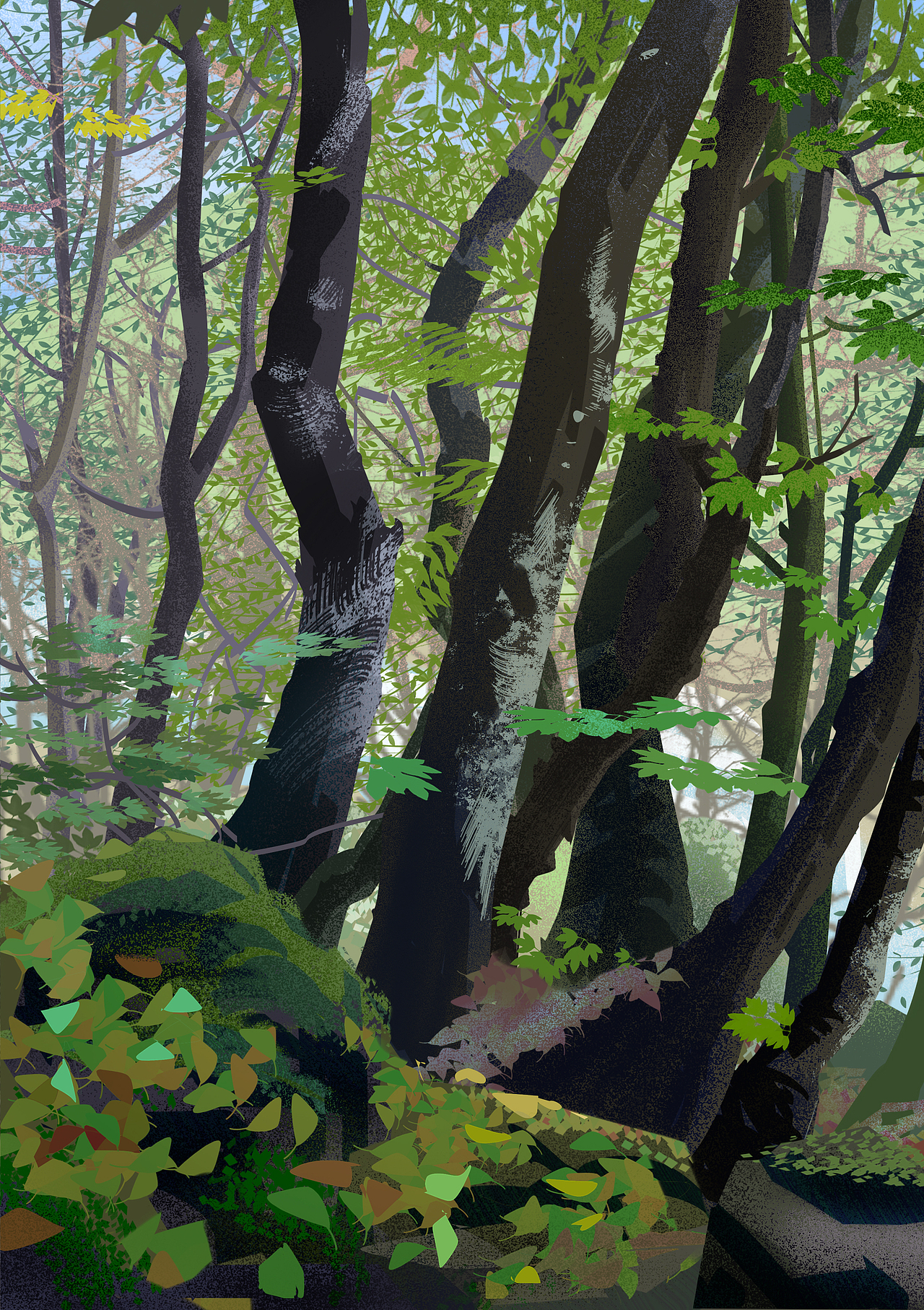 直播画了一片小树林