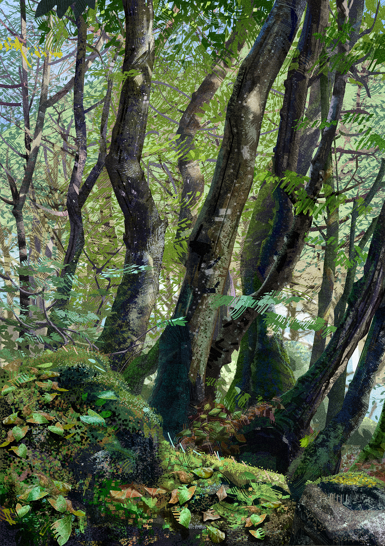 直播画了一片小树林