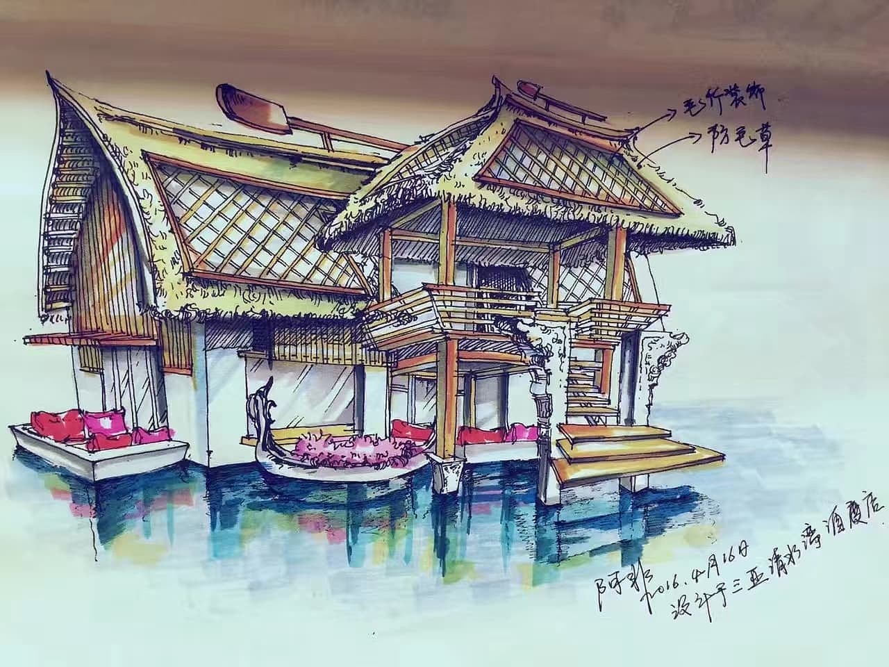 三亚海边，低成本打造疍家文化爆款度假酒店（图ZMzg3MDE3ODc2） - 酒店餐饮设计 - 站酷设计师艺非客栈设计原创素材 - 站酷ZCOOL