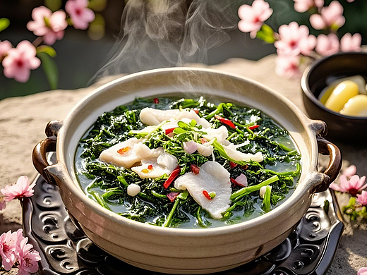 春分，鱼片苋菜汤，苋菜鱼片粥，苋菜窝头