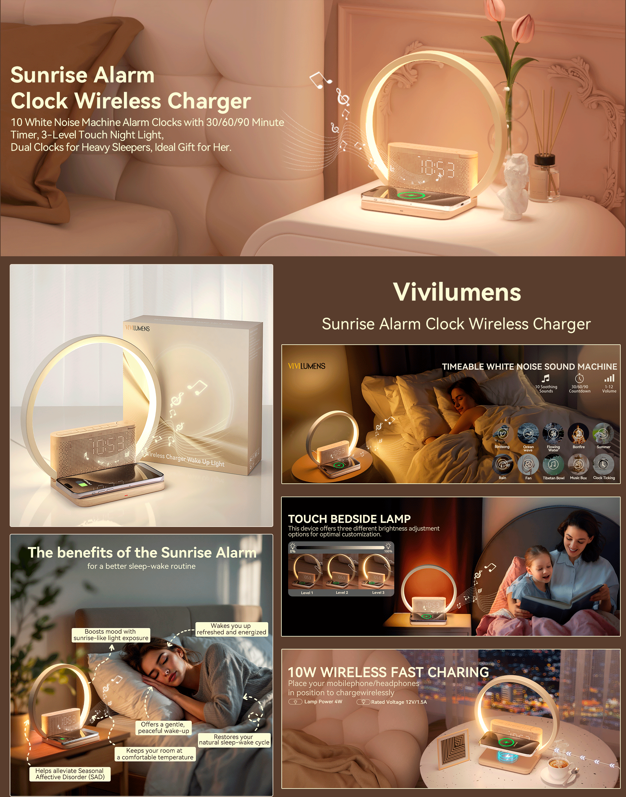 亚马逊主图A＋ I 日出唤醒灯无线充电器