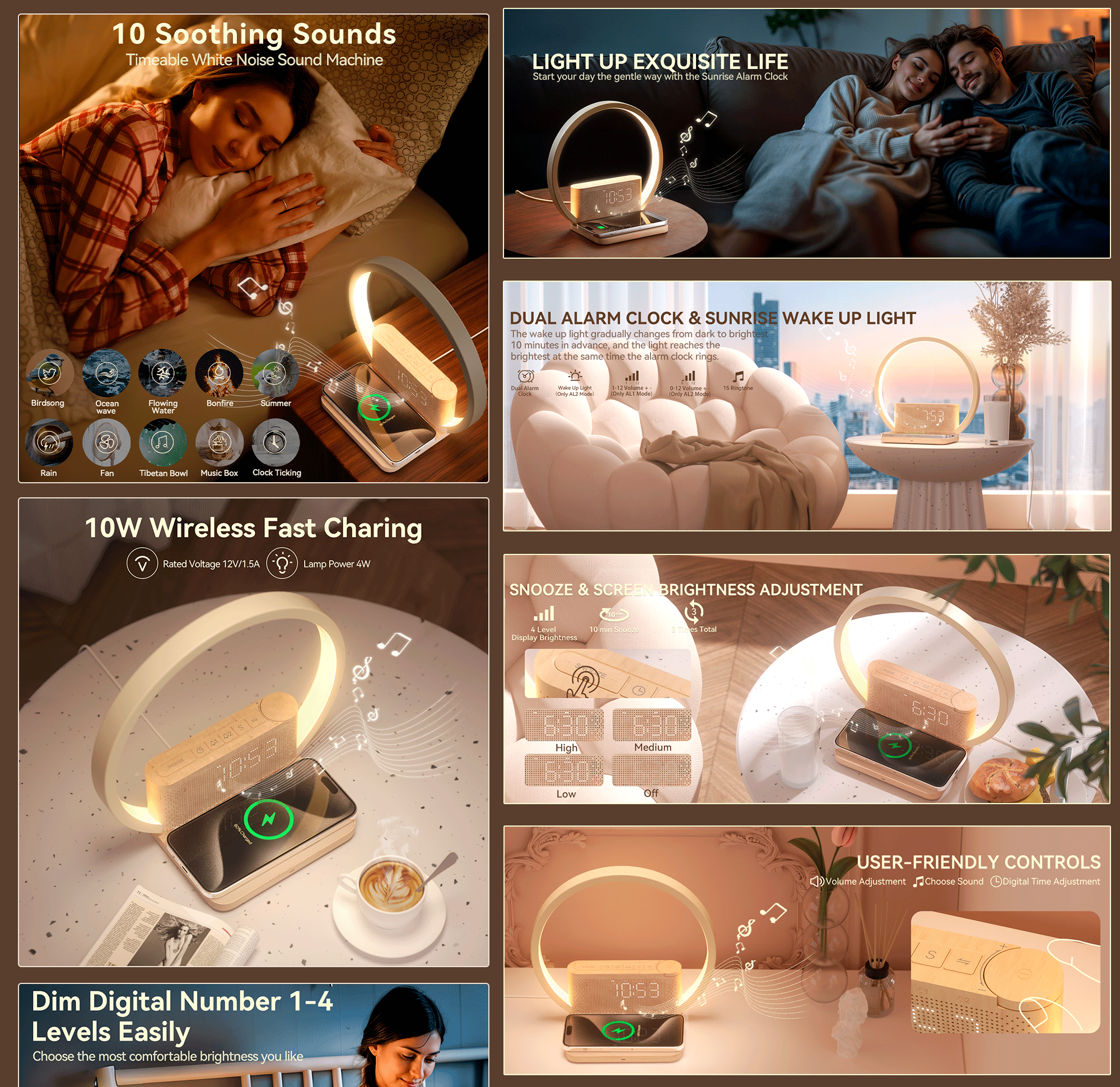 亚马逊主图A＋ I 日出唤醒灯无线充电器