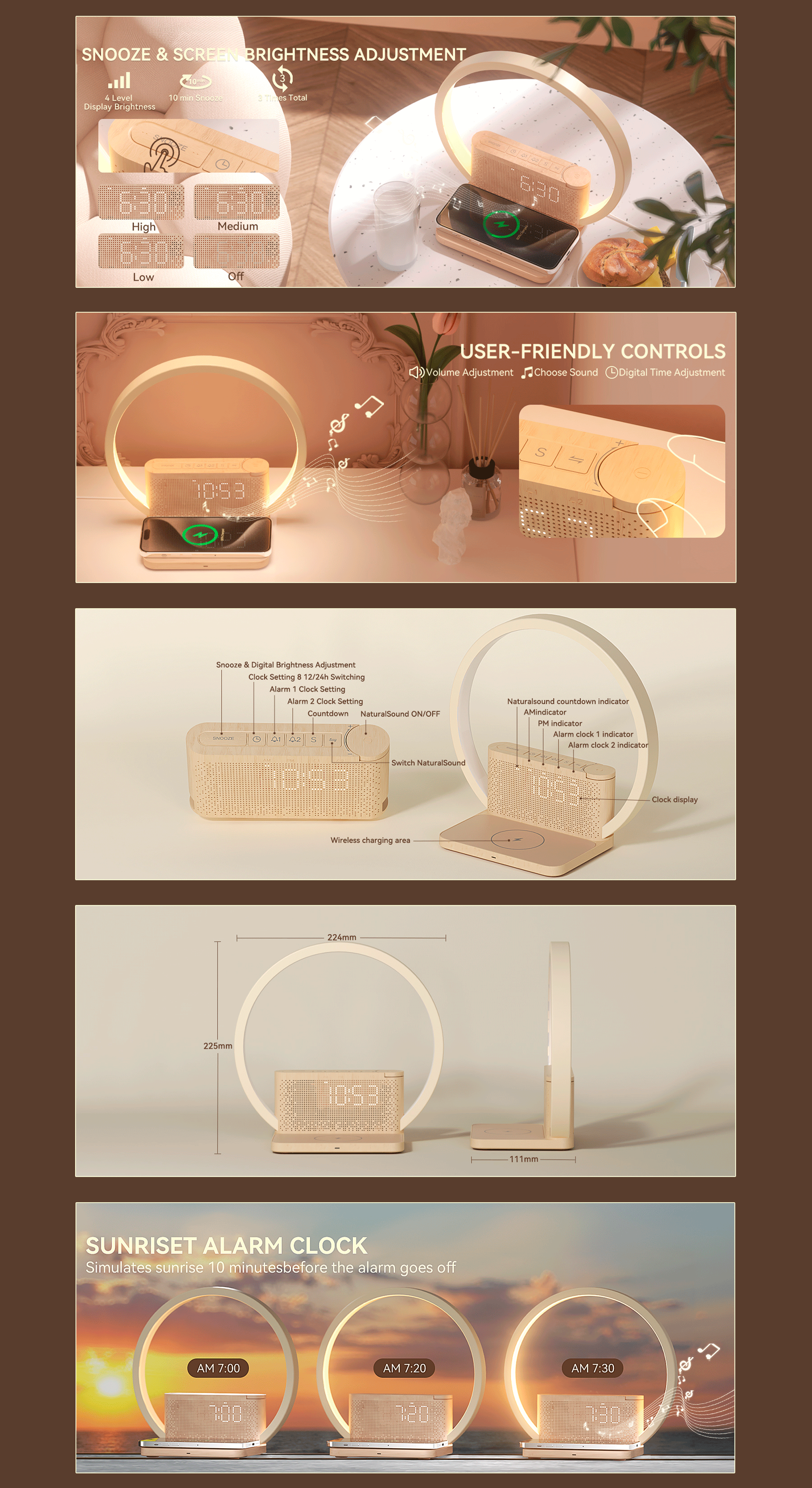 亚马逊主图A＋ I 日出唤醒灯无线充电器